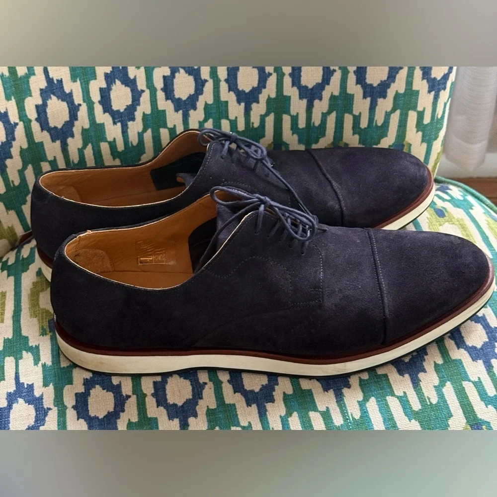 Hugo Boss Dark Blue Suede Oxfords